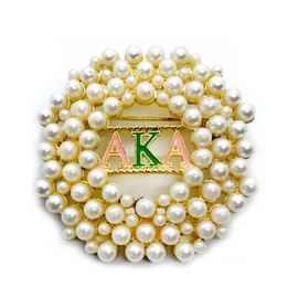 Fashion simulation pearl inlaid metal greek letter sorority society golden brooch