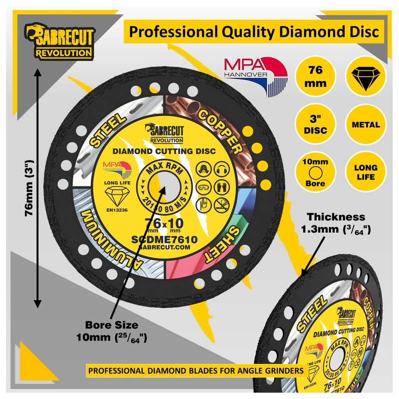 1 x SabreCut SCDME7610 76mm (3 inch) x 10mm Bore