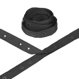 M METERXITY Plastic Snap Buttons, 2 Yards Plastic Snaps, Polyester Tape Hook & Eye Zipper Popper Press Stud Fastener for Sewing/Clothes/Fabric/DIY Craft [Black, 36mm Spacing]