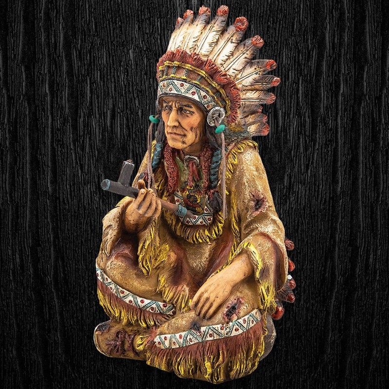 K EXCLUSIVE Native American Figurines - Chief with Peace Pipe