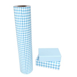 WRAPAHOLIC Reversible Jumbo Blue Wrapping Paper Roll - 30 Inch X 100 Feet Jumbo Roll Blue and White Plaid Design for Birthday, Baby Shower, Wedding, Bridal Shower