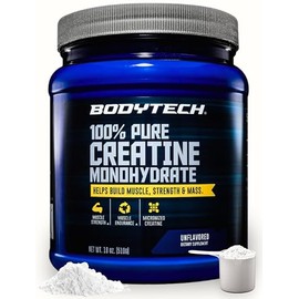 BODYTECH Polvo de Monohidrato de Creatina 100% Puro - Micronizado para Máxima Absorción - Apoya la Fuerza Muscular y Potencia - Sin Sabor (18 oz, 102 