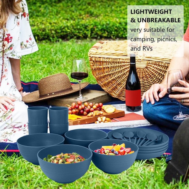 28-Piece Wheat Straw Dinnerware Sets, Microwave & Dishwasher Safe Unbreakable