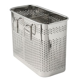 Kitchen Utensils Chopsticks Holder Drying Rack Basket with Hooks 2 Divided Compartments Quality Stainless Steel Large L5.4 X H4.3 X W2.6