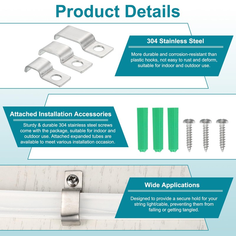 MECCANIXITY 20Pack Rigid Pipe Strap Fit for 6x18mm Strip/Cable, Stainless