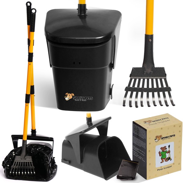 Dog Pooper Scooper with Bag Attachment - Metal Pooper Scooper