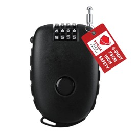 BURGA Cable lock 4-digit with 75 cm steel cable and combination lock, retractable, very efficient and reliable, lock suitcase lock, small for luggage, pram, motorcycle, helmet, suitcase, scooter