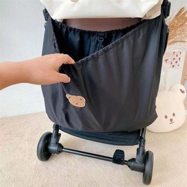 Pawleso Pram Shopping Bag XL, Large Pram Bag, 70 x 40 cm, Buggy Organiser, Changing Bottles Storage Bag, Lightweight Waterproof Nylon Bag (Black, Cute Bears 70 x 40 cm)