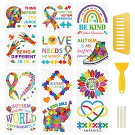 WANDIC 6 Pieces Transfer Stickers, Autism Theme, Transfer Stickers, Autism Awareness Stickers for Furniture, Scrapbooking, Window, 15 x 30 cm