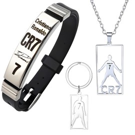 RNXSIB Bracelet Set with, Necklaces for Boys, Necklace and Key Ring, Stylish and Simple, Suitable for Men and Women, Design Are Stylish and Simple, Essential for Football Fans, Stainless Steel