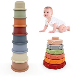 AESTEMON Baby Toy from 6 Months, Stacking Tower Stacking Cup Montessori Toy from 1 Year, Motor Skills Toy, Baby Toy 6 8 9 Months 1 2 3 Years Boys & Girls Gift