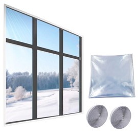 Heavy Duty Window Insulation Kit to Keep Cold Out in Winter 63 x130 in (160X330cm) Supper Clear Window Plastic for Winterizing Easy to Open for Ventilation