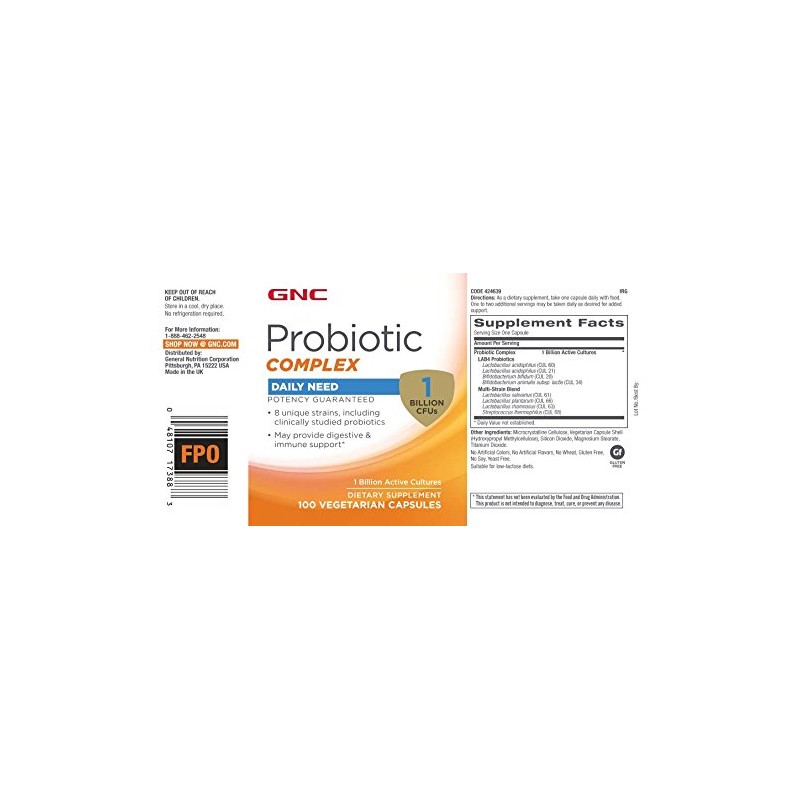 GNC Probiotic Complex Daily Need Supplement, Provides Digestive and Immune