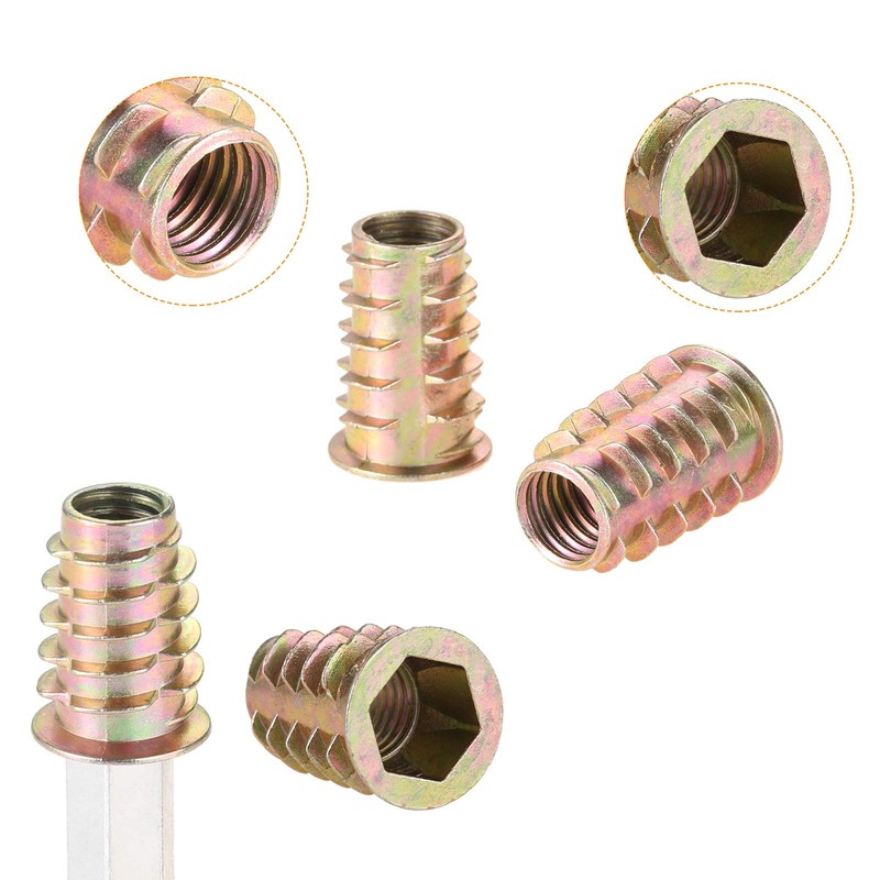 M6* 13MM Hex Socket Screw-in Nuts Hex Drive Nut Wood