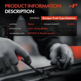 A-Premium 30 PCS Nylon Bumper Car Retainer Fastener Push Pin Clips with Open End Compatible with Nissan Frontier 2001-2008 Pathfinder 2004-2012 Titan Armada Xterra Quest Infiniti QX56 - for 8mm