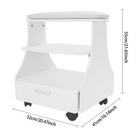 Pedicure Foot Bath Trolley with Wheels, Pedicure Foot Rest Cart Manicure Foot Rest Stand for Foot Rest Pedicure Manicure Funiture Massage Table Salon Supplies (White-04)