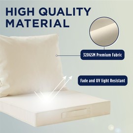 Codi Outdoor Cushions for Patio Furniture 19x19, Waterproof Replacement Deep Seat Cushion for Outside Chair, Couch, Sofa | Washable Removable Cover with Handle & Adjustable Straps, Beige