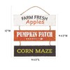 Country Fall Hanging Wooden Rope Sign Farm Fresh Apples Pumpkin