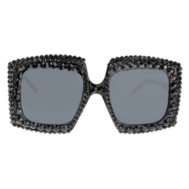 SP Sophia Collection Sparkling Crystal Bulky Frame Statement Bling Rhinestone Eyewear Sunglasses in Black