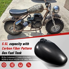 Gas Fuel Tank fit for Coleman CT200U-EX for Axis M200 for Hisun HS200-3 & 196cc Mini Bikes 5.5L capacity with Carbon Fiber Pattern