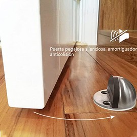 Tope de puerta,cierrapuertas magnético de acero inoxidable de 6 piezas,cinta adhesiva de doble cara 3M,sin taladrar,fijación más segura con tornillos,con tope de goma para evitar golpes (plateado)