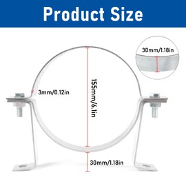 Kodilin 2 Pcs 6 Inch B Vent Wall Strap Bracket Rigid Split Round Gas Vent Pipe Strap, Adjustable Wall Support Chimney Pipe Holder for Stove, Metal Pipes, Plastic Ventilation Pipes, Drainage Pipes, ect