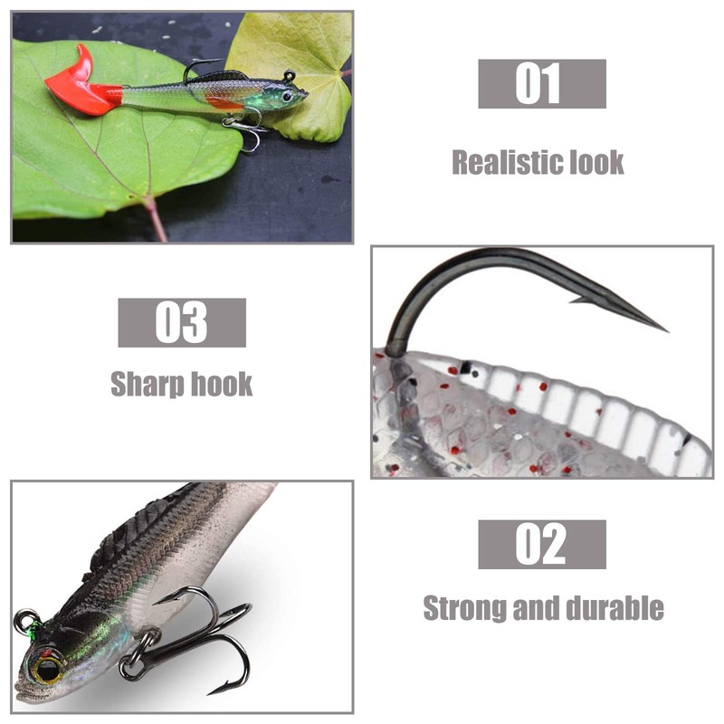 Fishing Lures Set, 3D Eyes Soft Fishing Lure Artificial Bait