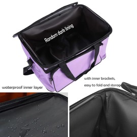 Art Supplies Organizer Bag Craft Tool Storage Tote Carrying Case Artist Travel Carrier Waterproof Paint Box Foldable For Drawing Sketch Painting Large Capacity, purple, 18.5x11.8x10.6inch(47x30x27cm)