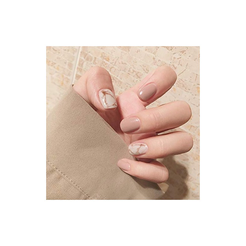 24 Pcs Nail Tips, Sweet and Cute Dream Khaki, Half-dyed
