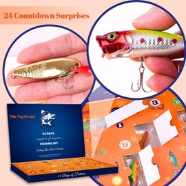 Advent Calendar Fishing Christmas Countdown - 24 Days Fishing Lures Set for Fisher Adult Men - 2024 Xmas Surprise Gift Father, Grandpa