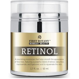 First Botany Crema facial hidratante con retinol coreano, crema facial y cervical hidratante antienvejecimiento con bakuchiol, niacinamida y cido...  