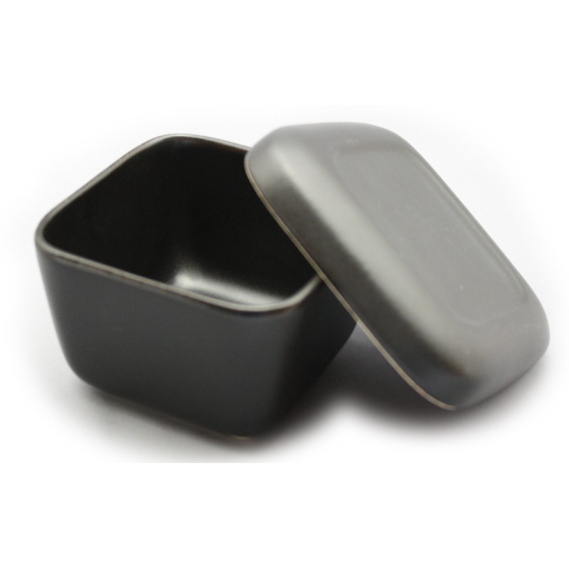 Santo 09747 Banko Ware Pottery, Black Glaze, Small Size, Square