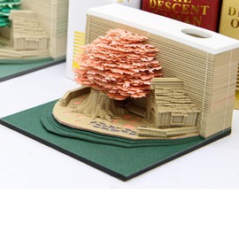 FOMTOR 3D Memo Pad Tree House Model, 200 Sheets Paper Carving Art Notepad, DIY Paper Notes Creative Decorative Gift Wedding Souvenirs Valentine's Day Gifts, Pink