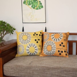YunJeude 45 45 Cushion Covers Set of 4 Nordic Geometric Patterns Different Patterns Linen Flax Cute Stylish Modern Home Decor Car Decorative Four Seasons Decorative Cushion Cover for Bedroom Sofa