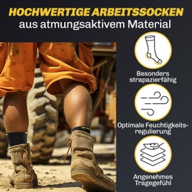 HELDENWERK 10 Pairs of Men's Premium Work Socks, Reinforced Work Socks Made of Breathable Cotton, Robust Work Socks with Comfort Waistband, 10 Pairs | (6 Pairs Black, 4 Pairs Black/Grey), 43 - 46