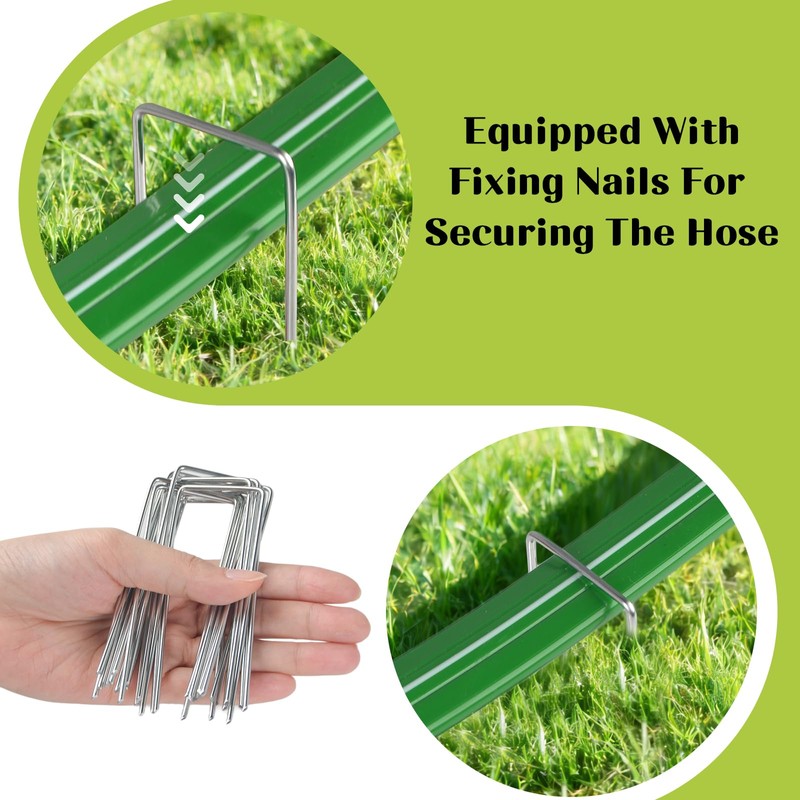 50 Ft Sprinkler Soaker Hose with Holes, Flat Garden Soaker
