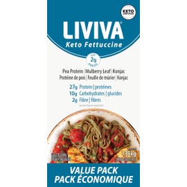 LIVIVA Low Carb High Protein KETO Value Pack Spaghetti Noodle Pasta 6 Pk – 135 g Protein per Box with Pea Protein & Konjac Flour - 8g Net Carbs, Diabetic-Friendly - Healthy Al Dente Pasta (6 Pack, Fettuccine Pasta)