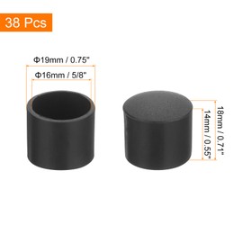 uxcell 38Pcs Chair Leg Caps, Fit OD 16mm (5/8 Inch) Non-Marking PVC Chair Leg Tips Non-Slip Chair Leg Floor Protectors Round Table Covers End Caps for Furniture, Black