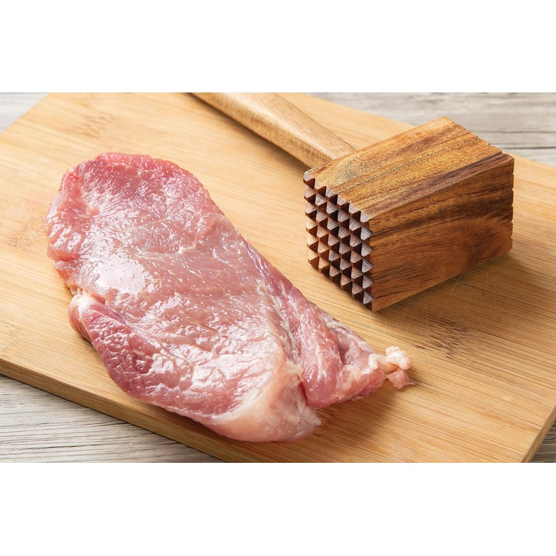 Ironwood Gourmet Acacia Wood Meat Tenderizer, 11.5-inches, Brown