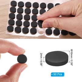 PATIKIL 0.39" Diameter Cabinet Door Bumpers, 50 Pcs Self Adhesive Sound Dampening Rubber Door Stoppers Cushion for Cupboard Drawers Funiture, Black