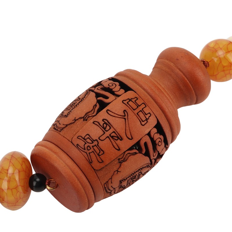 Wood Carved Amulet Pendant Peach Wood Detailed Carving Beautiful Safe