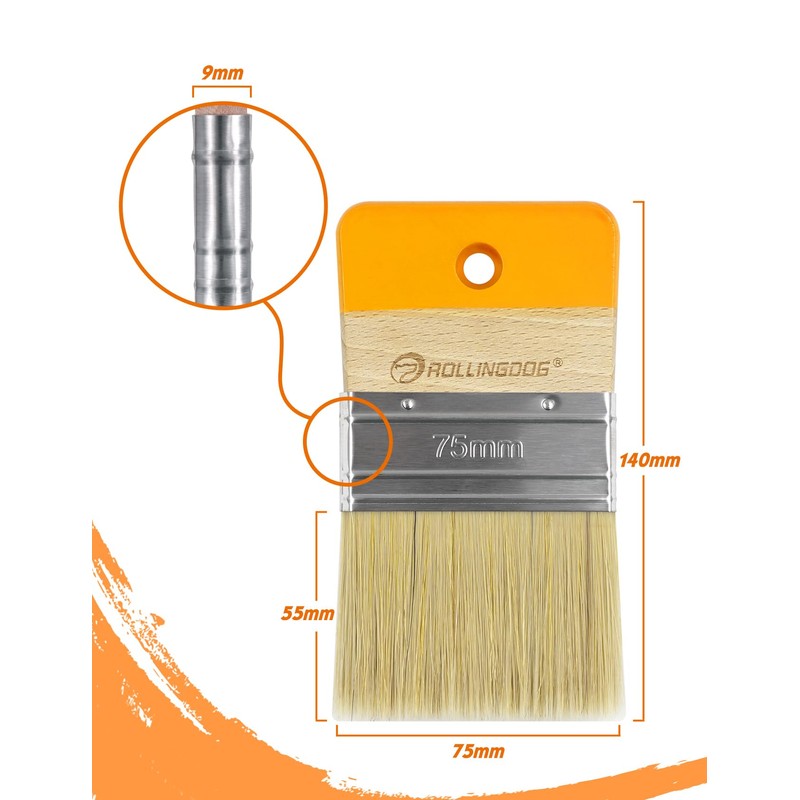 ROLLINGDOG 75mm Short Handle Brush - Synthetic & Hog Bristle