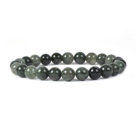 Natural Green Rutilated Quartz Gemstone 8mm Round Beads Stretch Bracelet 7" Unisex