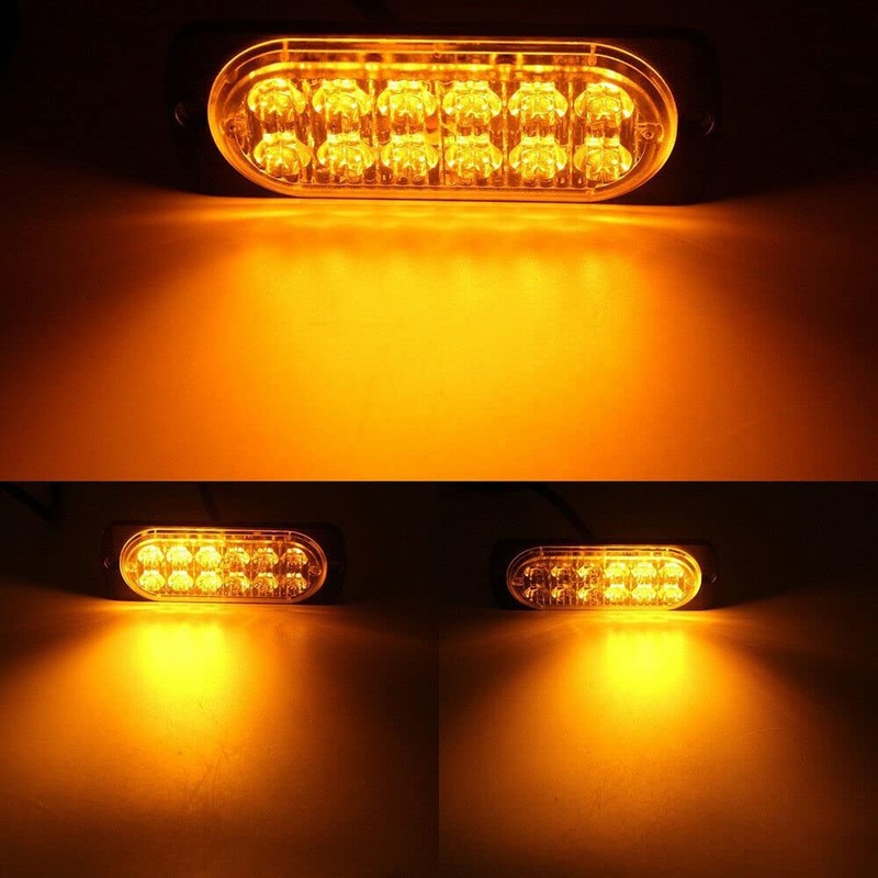 6X LED Amber Strobe Lights Vehicle Emergency Strobe Lights for