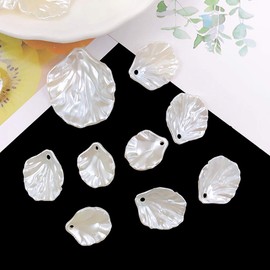 JIHUOO 120 Pcs White Acrylic Petals Plastic Flower Shape Charms Jewelry Beads for Jewelry Making