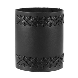 HZMAN Leather Bracelet for Men Punk Black Wide Genuine Leather Wrap Cuff Bangle Bracelet Adjustable Wristband