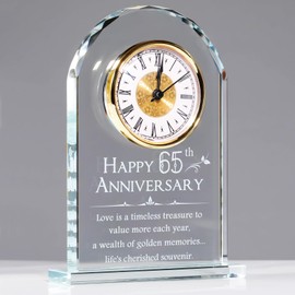 YWHL 65th Wedding Anniversary Quartz Clock Gifts for Parents Grandparents, 65 Years Anniversary Clock Keepsake for Couple, Happy 65th Anniversary Party Decoration (Battery not Included)
