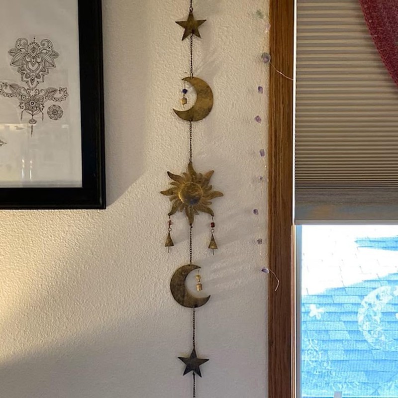 Sun Moon Star Hanging Chime Recycled Iron Wind Chime Sun