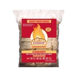 Cooks BBQ Products Cherry Wood Chunks- Kiln Dried for Smokers, Charcoal and Gas BBQ Grills, 350 Cubic Inches/4 LBS, Made in The USA
