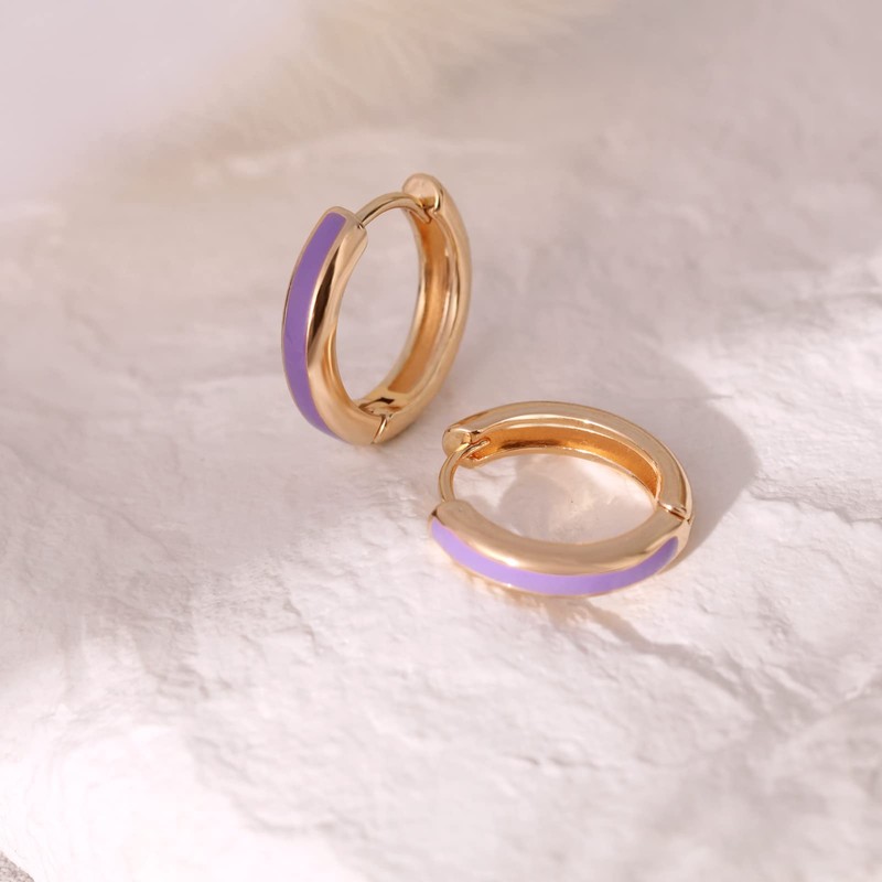 DoreenBox Small Hoop Earrings for Women, 18K Gold Plated Mini